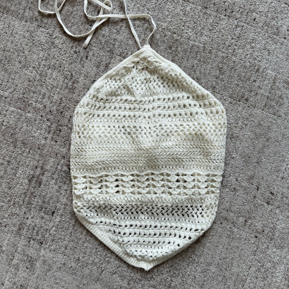 Abercrombie & Fitch Cream Crochet Tank Top